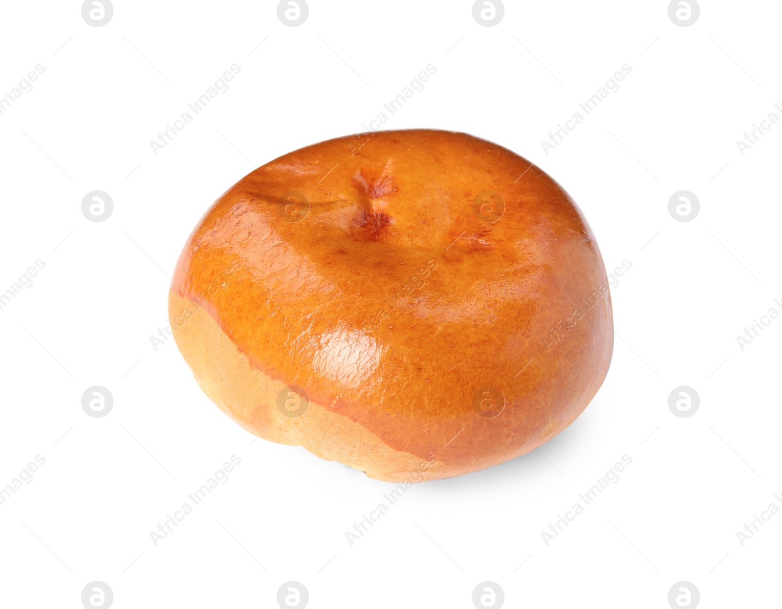 Photo of Baked pirozhok on white background. 
Delicious pastry