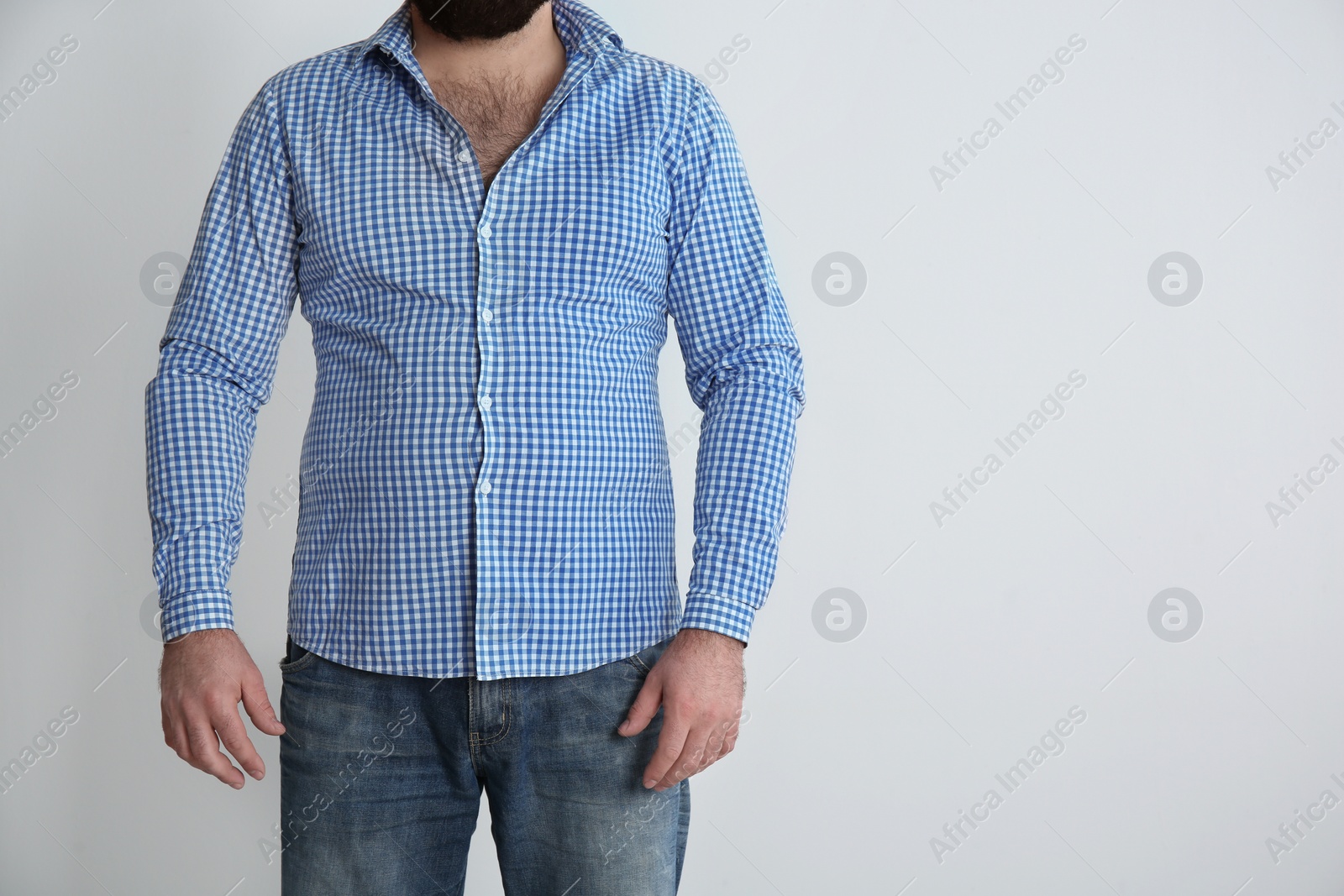 Photo of Overweight man on white background