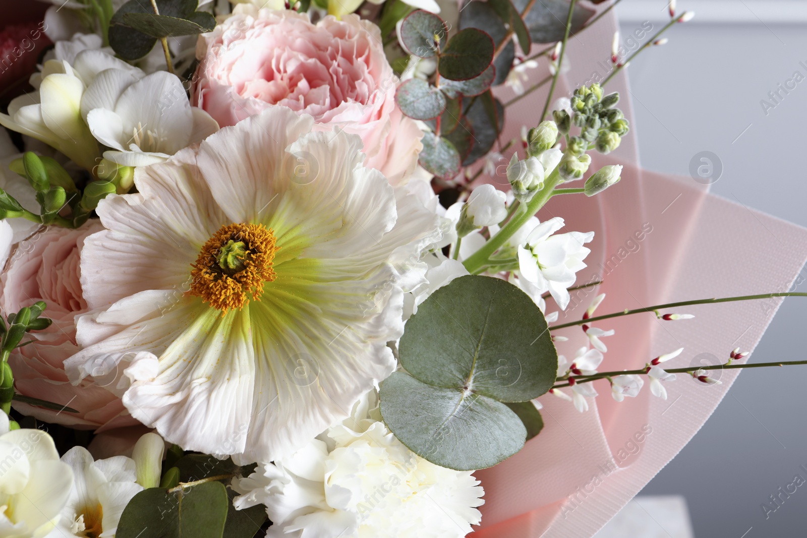 Photo of Closeup view of bouquet with beautiful flowers