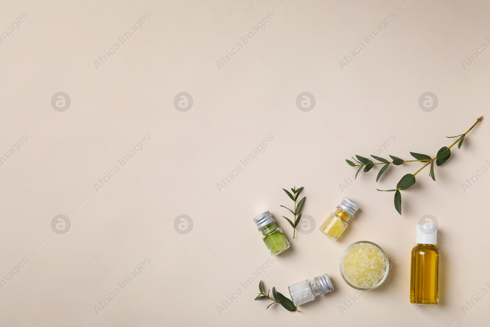 Photo of Fresh ingredients for homemade effective acne remedy on light background