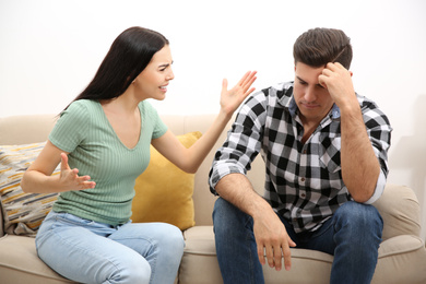 Couple having quarrel at home. Relationship problems