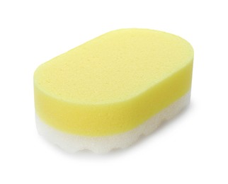 One new yellow sponge isolated on white