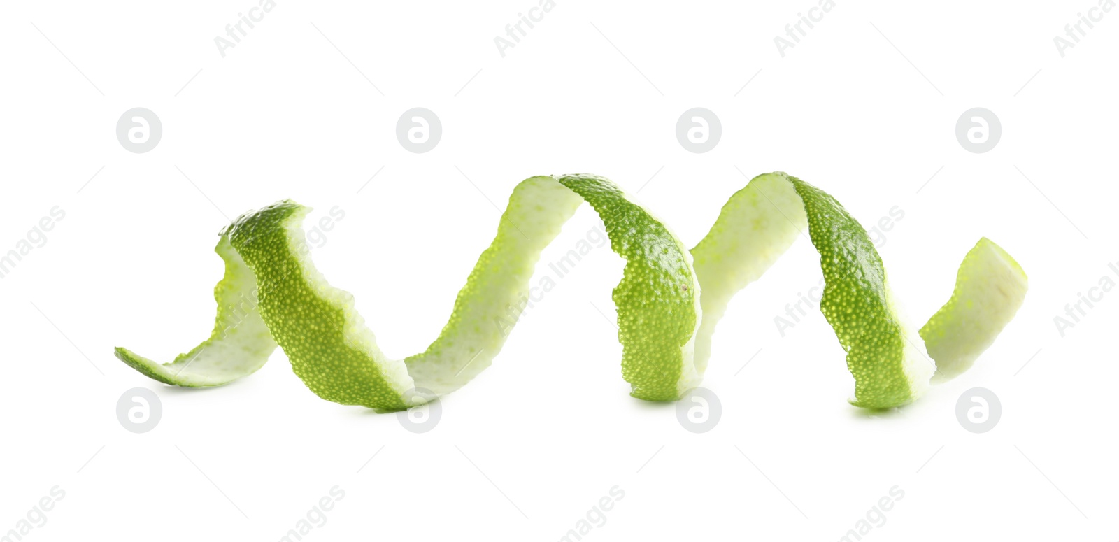 Photo of Peel of fresh ripe lime on white background