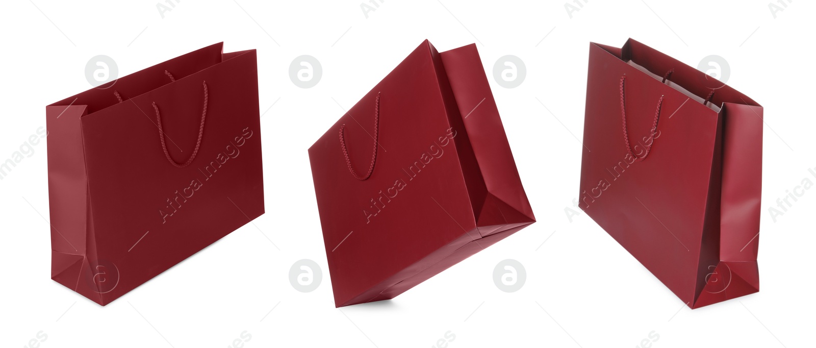 Image of Red shopping bag isolated on white, different sides