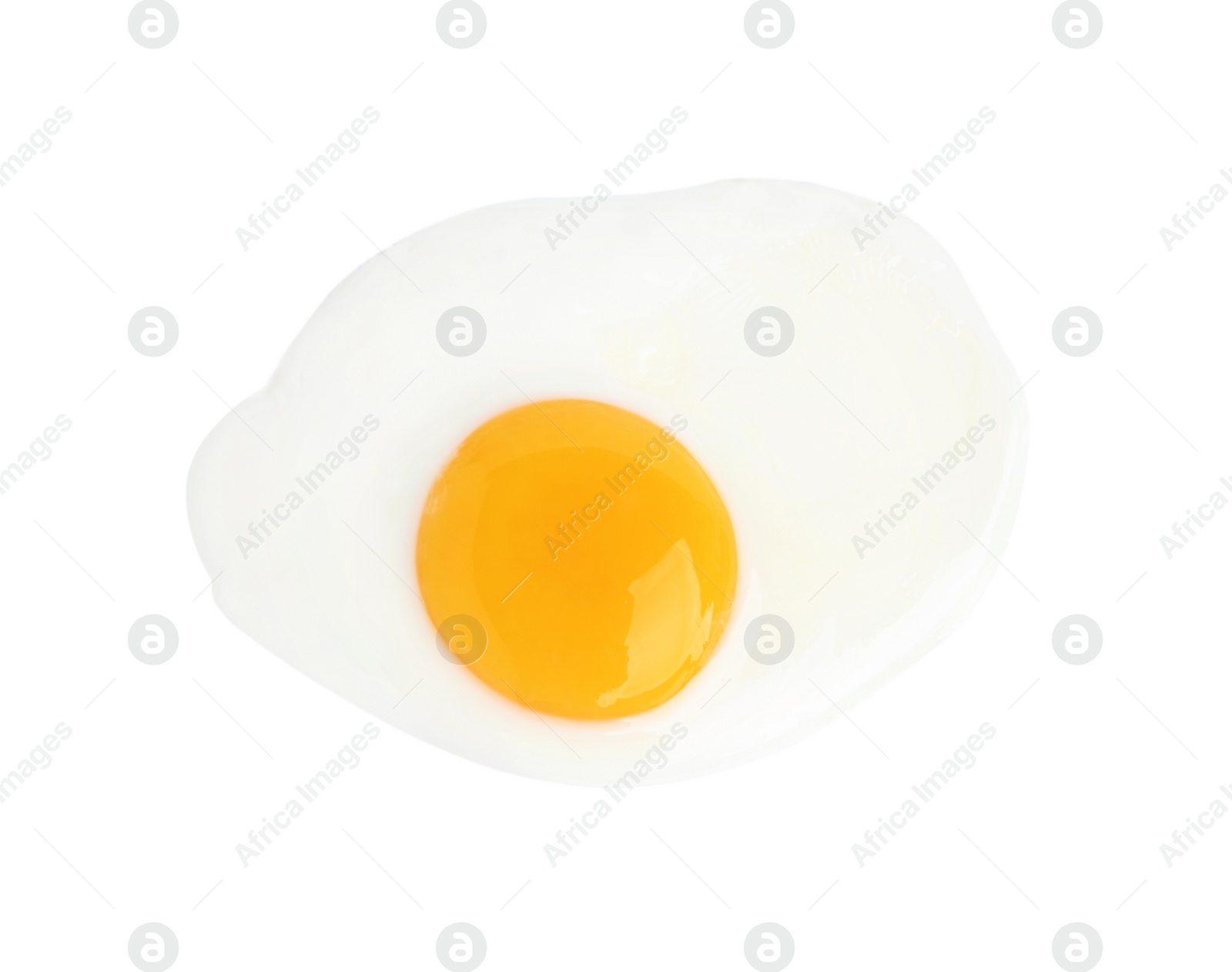 Photo of Tasty fried chicken egg isolated on white, top view