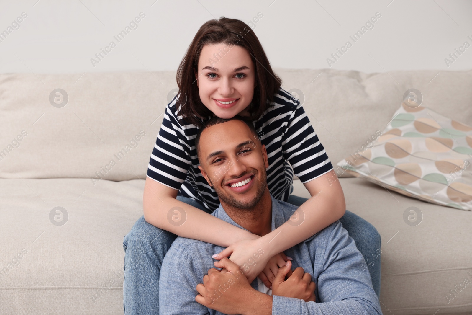 Photo of Dating agency. Happy couple enjoying time together at home