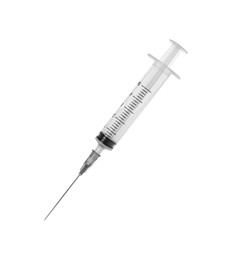 Photo of New medical syringe with needle isolated on white