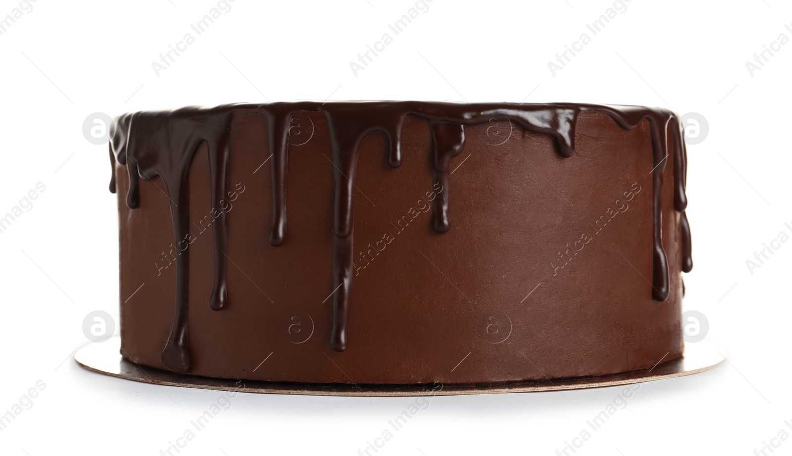 Photo of Fresh delicious homemade chocolate cake on white background