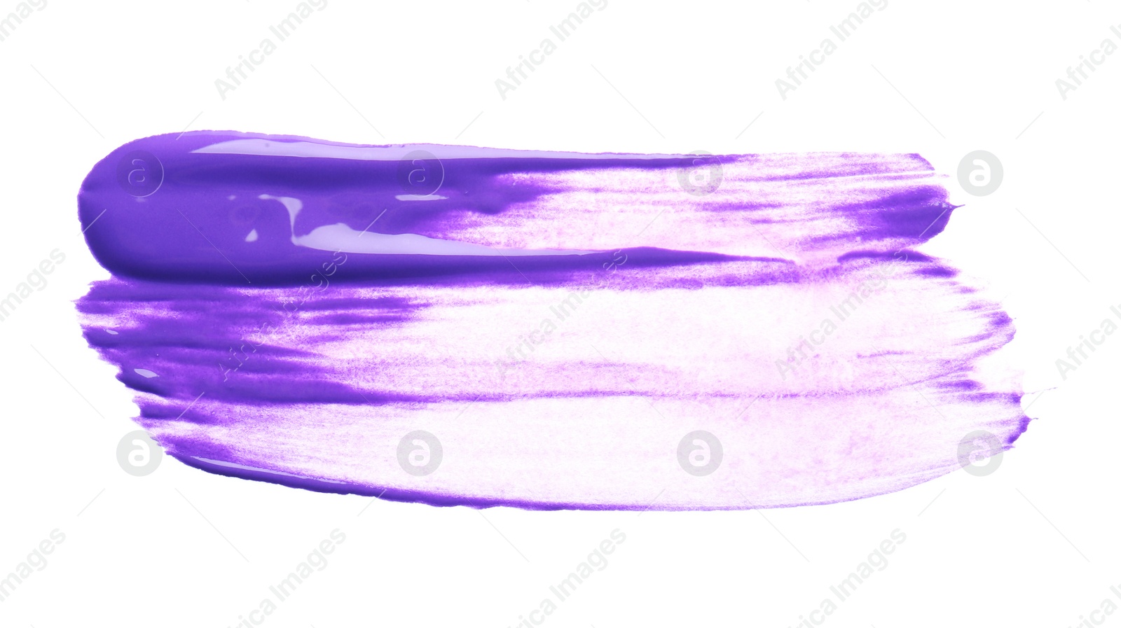 Photo of Abstract brushstroke of violet paint isolated on white