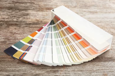 Color palette samples on wooden background