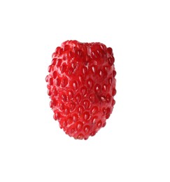 Photo of One ripe wild strawberry isolated on white