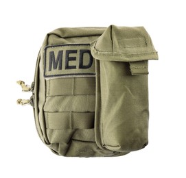 Photo of Military first aid kit isolated on white, top view