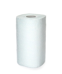 Roll of toilet paper on white background