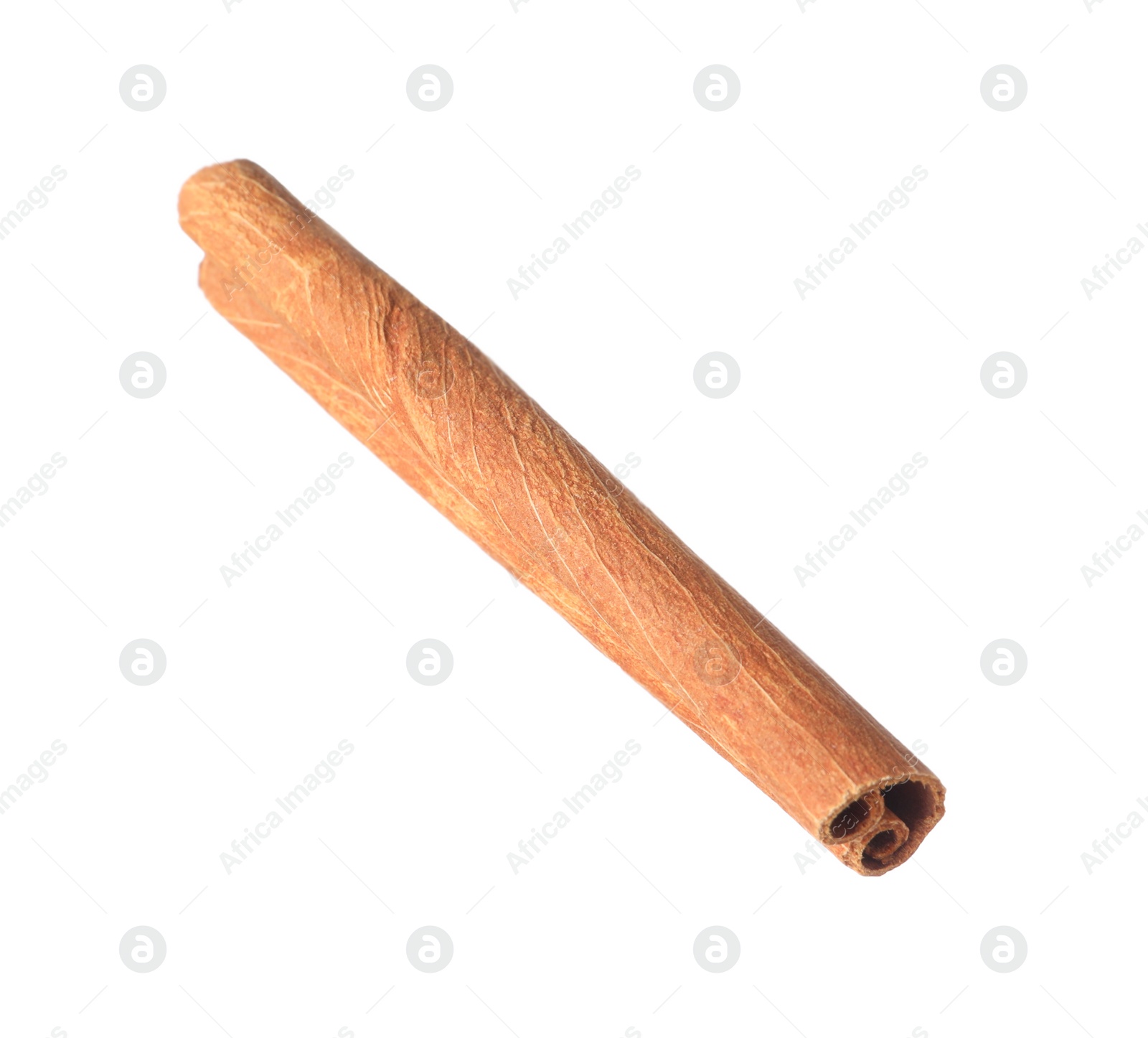 Photo of One aromatic cinnamon stick isolated on white