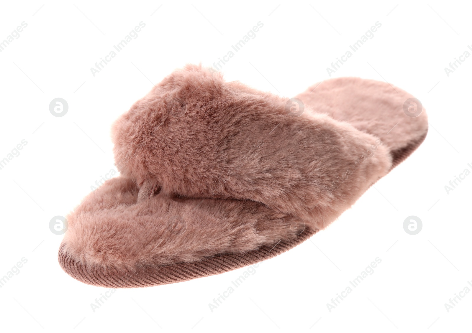 Photo of Single stylish soft slipper on white background