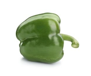 Ripe green bell pepper on white background