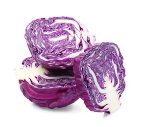 Photo of Pieces of radicchio fresh cabbage on white background