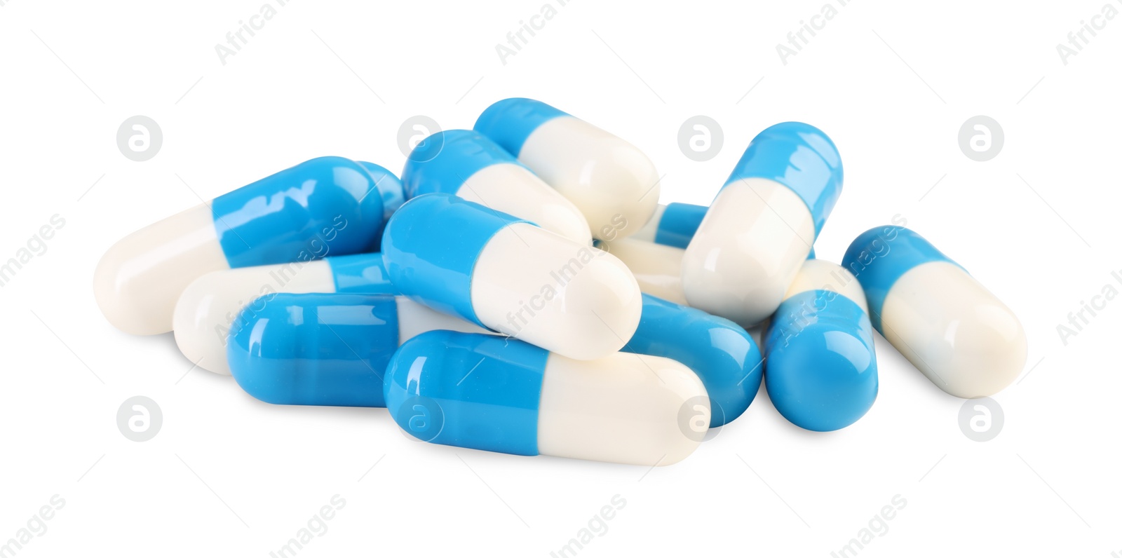 Photo of Pile of antibiotic pills isolated on white