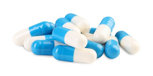 Photo of Pile of antibiotic pills isolated on white