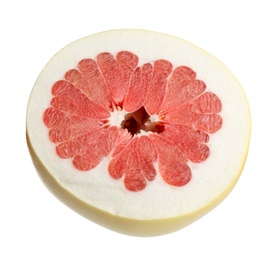 Half of red pomelo isolated on white