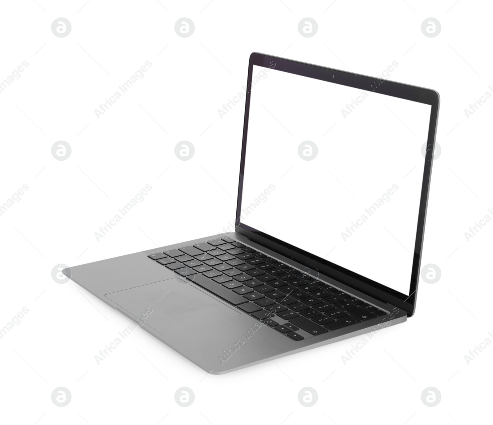 Photo of Laptop with blank screen isolated on white