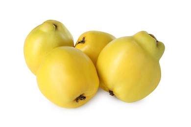 Photo of Delicious fresh ripe quinces isolated on white