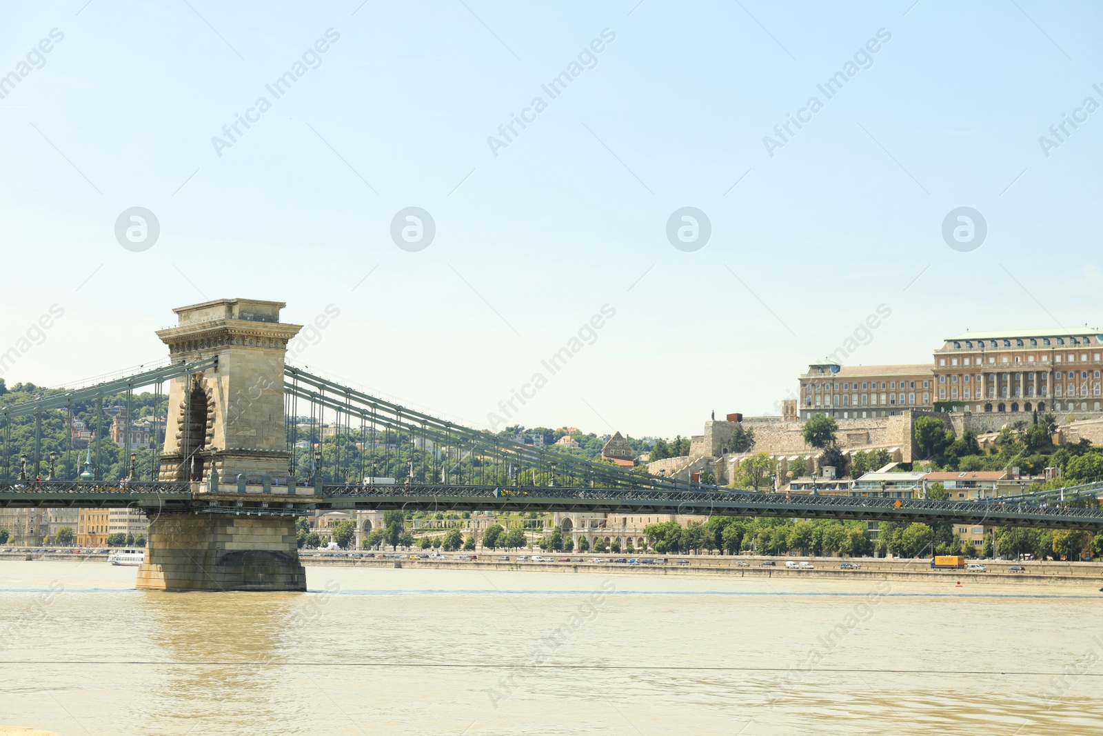 Photo of BUDAPEST, HUNGARY - JUNE 18, 2019: Beautiful view with  Danube river, Szechenyi Chain Bridge and Buda Castle