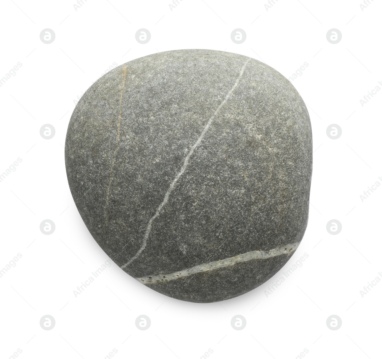 Photo of One grey stone isolated on white, top view