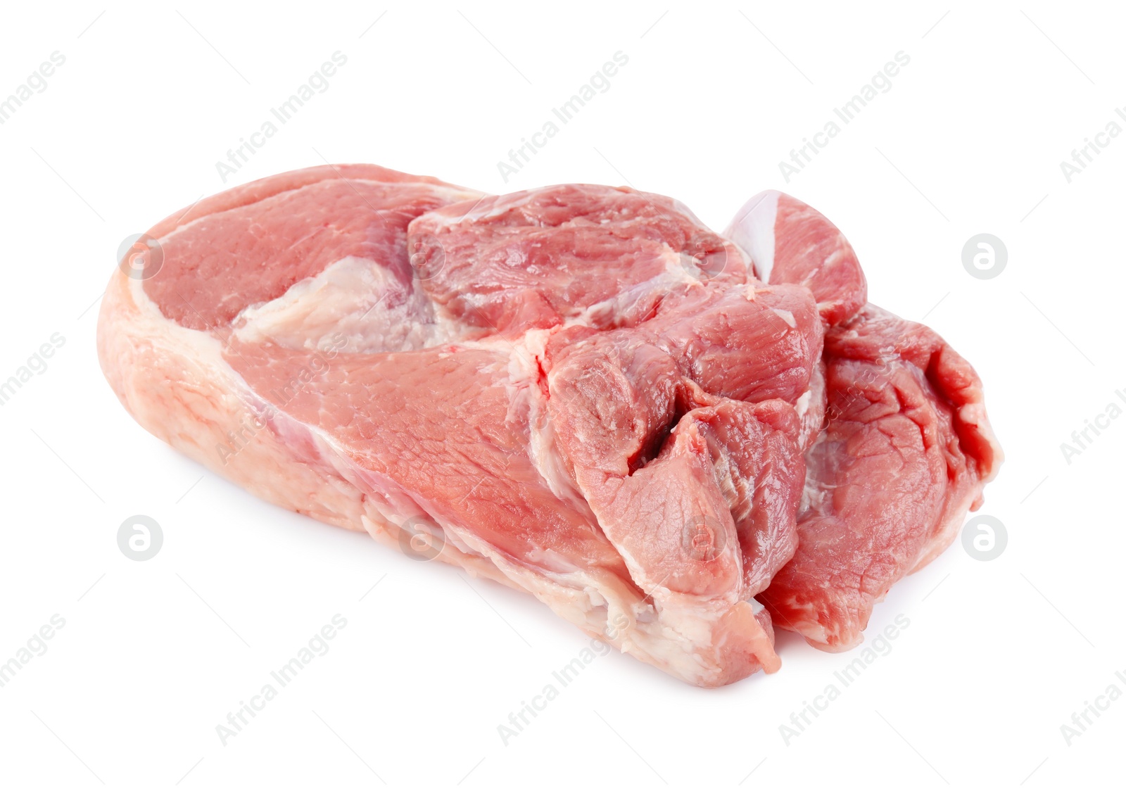 Photo of Piece of raw meat isolated on white