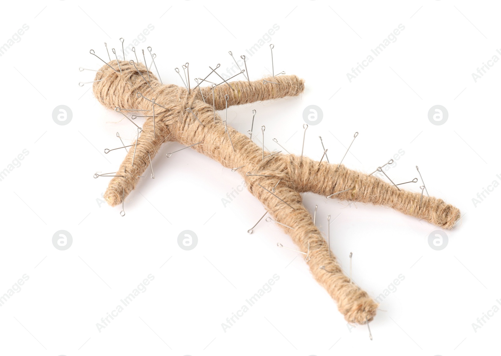 Photo of Voodoo doll with pins isolated on white