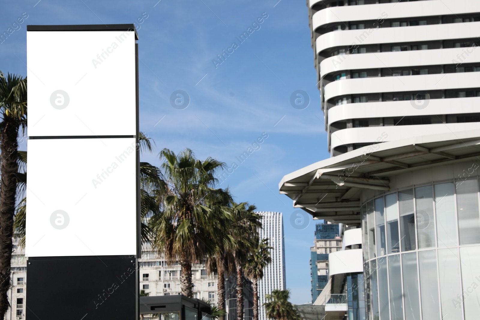 Image of Empty signboard in city. Mock-up for design