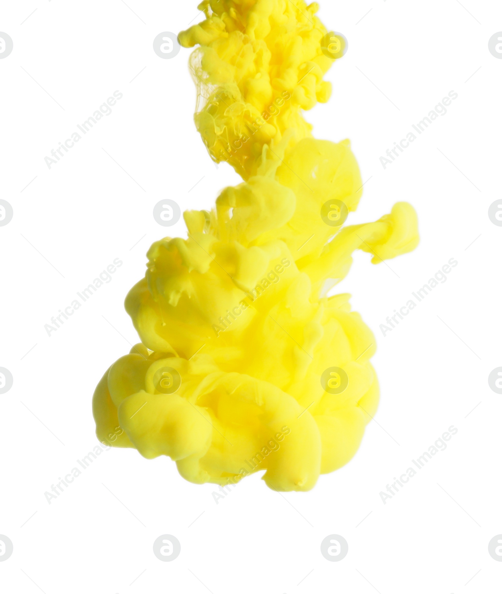 Photo of Splash of yellow ink on light background. Space for text