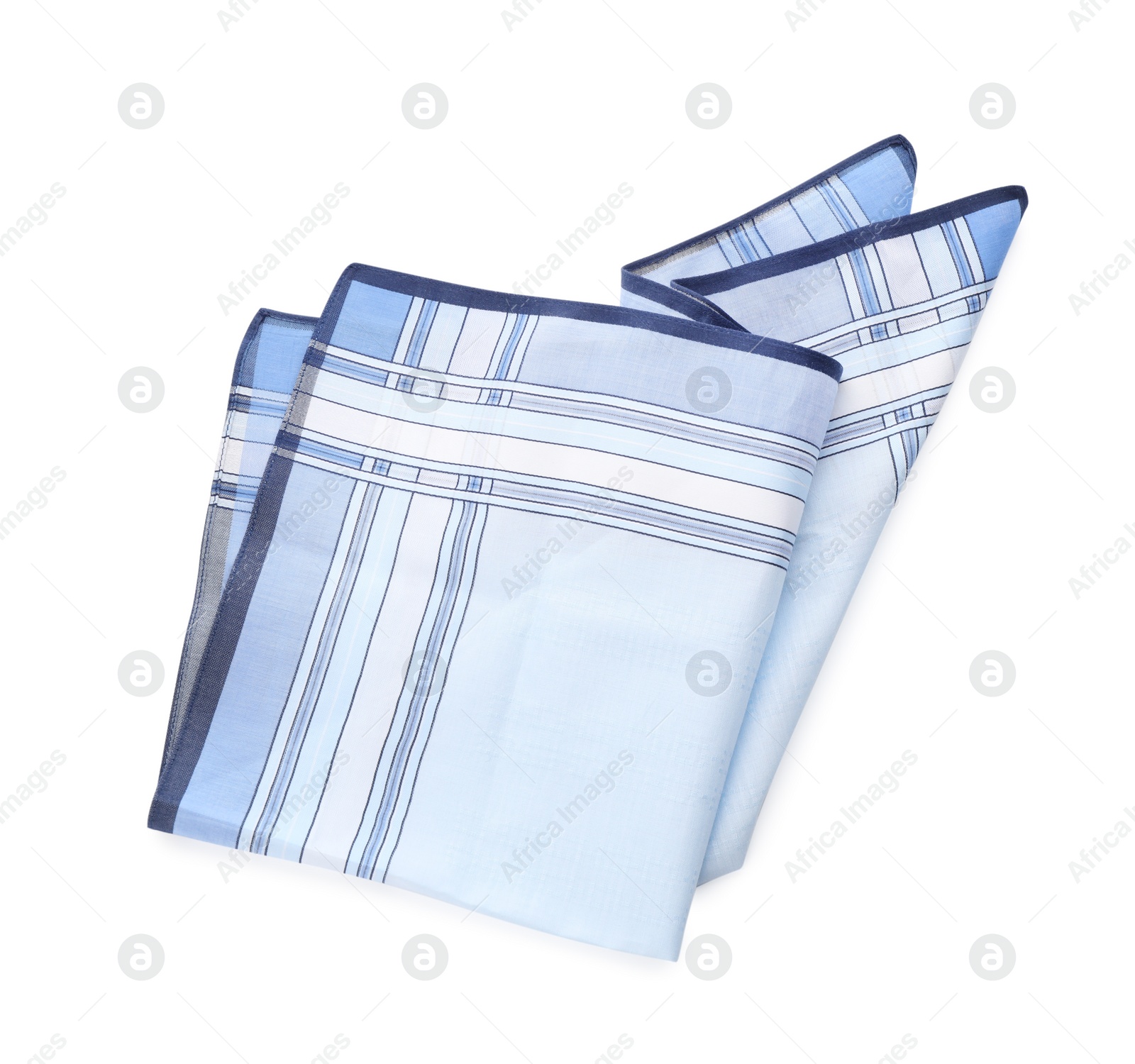 Photo of Stylish handkerchief isolated on white, top view