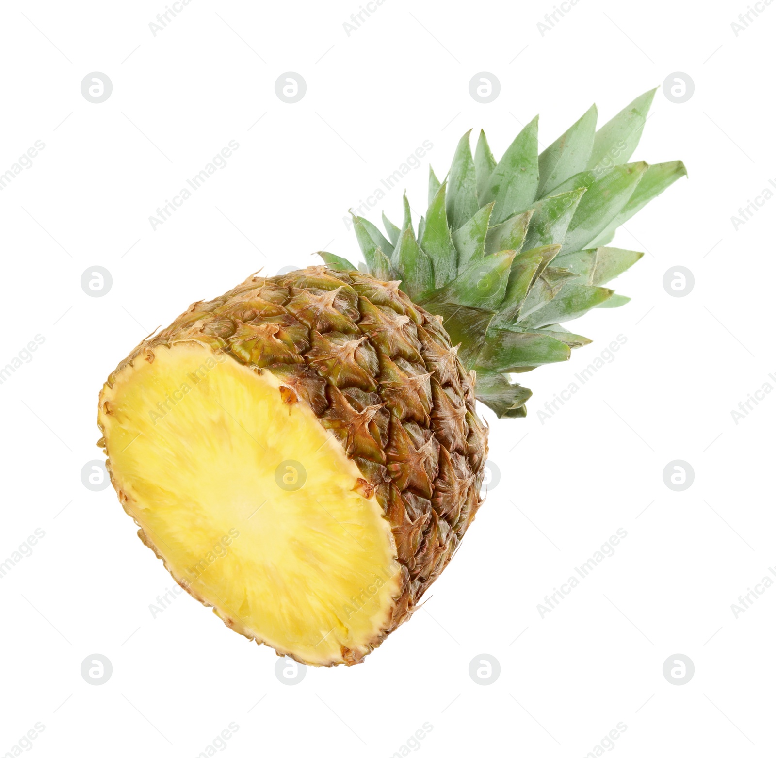 Photo of Half of tasty ripe pineapple isolated on white