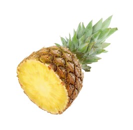 Photo of Half of tasty ripe pineapple isolated on white