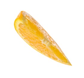 Photo of Slice of fresh ripe orange isolated on white