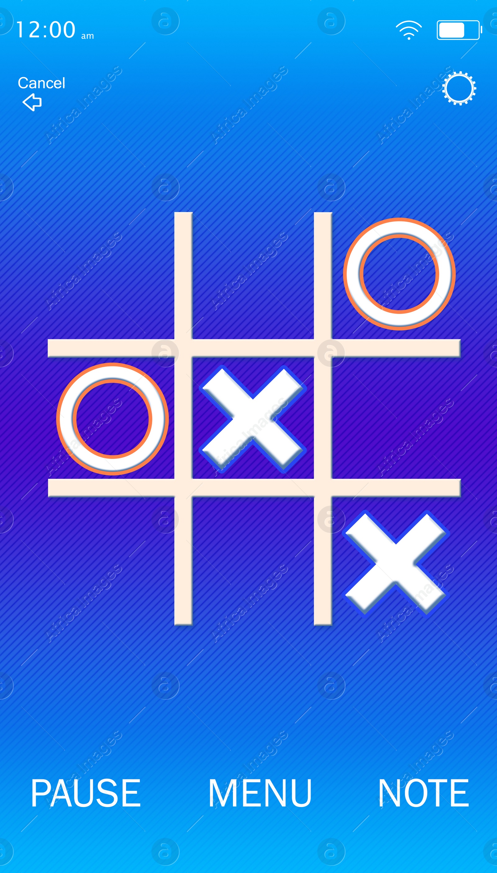 Illustration of Virtual tic-tac-toe game for smartphone and computer, illustration