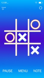 Illustration of Virtual tic-tac-toe game for smartphone and computer, illustration