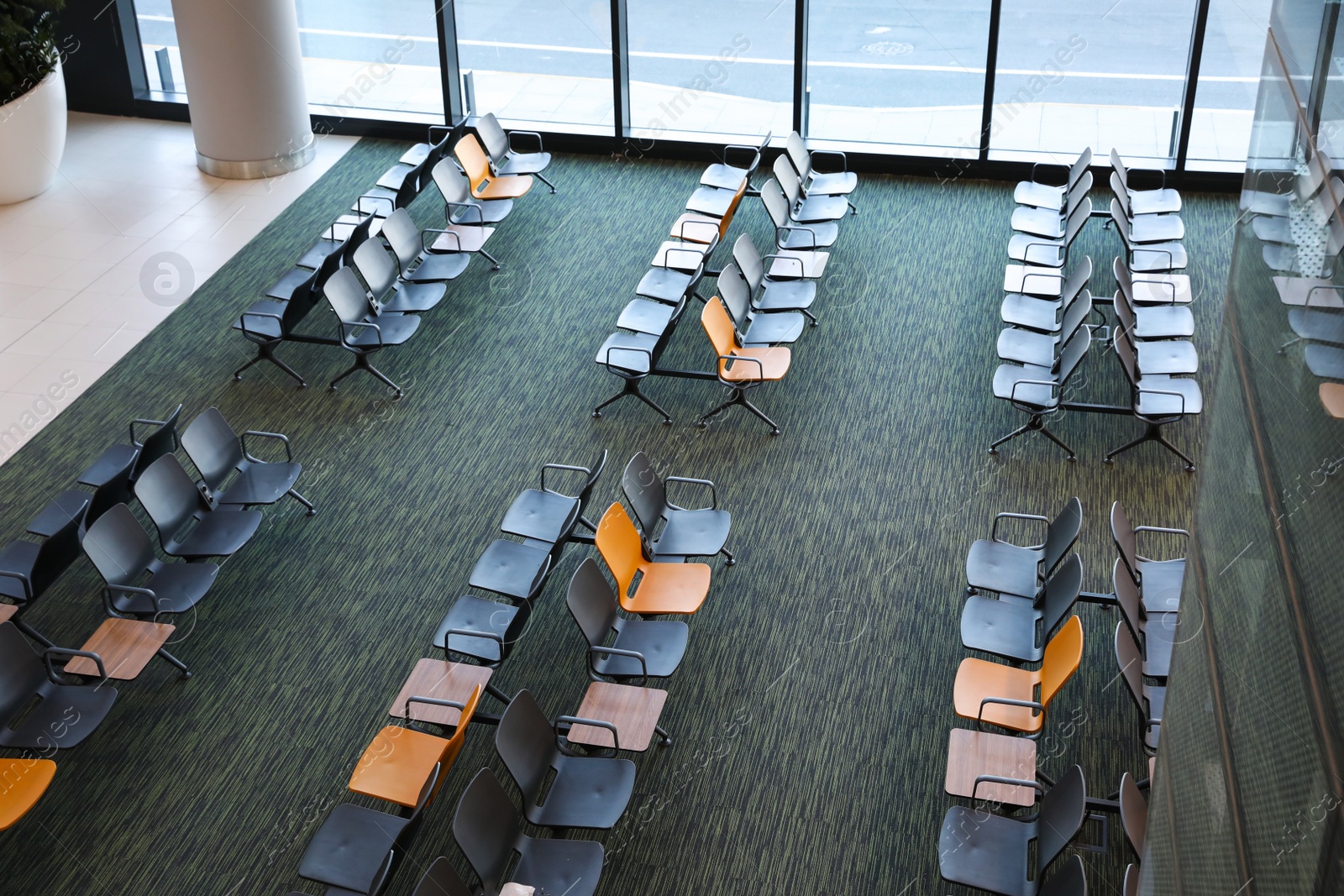 Photo of ISTANBUL, TURKEY - AUGUST 13, 2019: Waiting area in new airport terminal, view from above