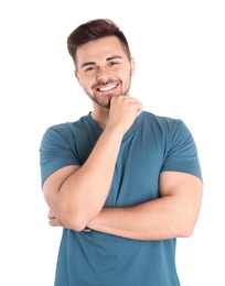 Portrait of handsome man isolated on white