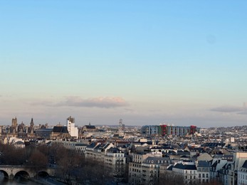 Beautiful buildings in Paris, view from hotel window