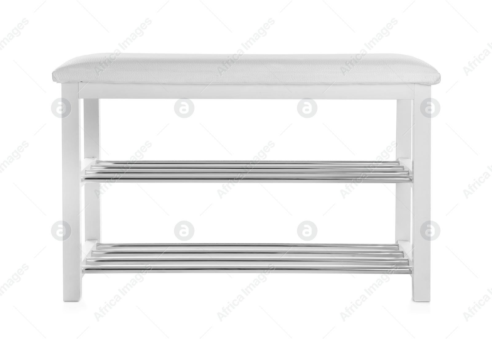 Photo of Stylish shoe storage bench isolated on white