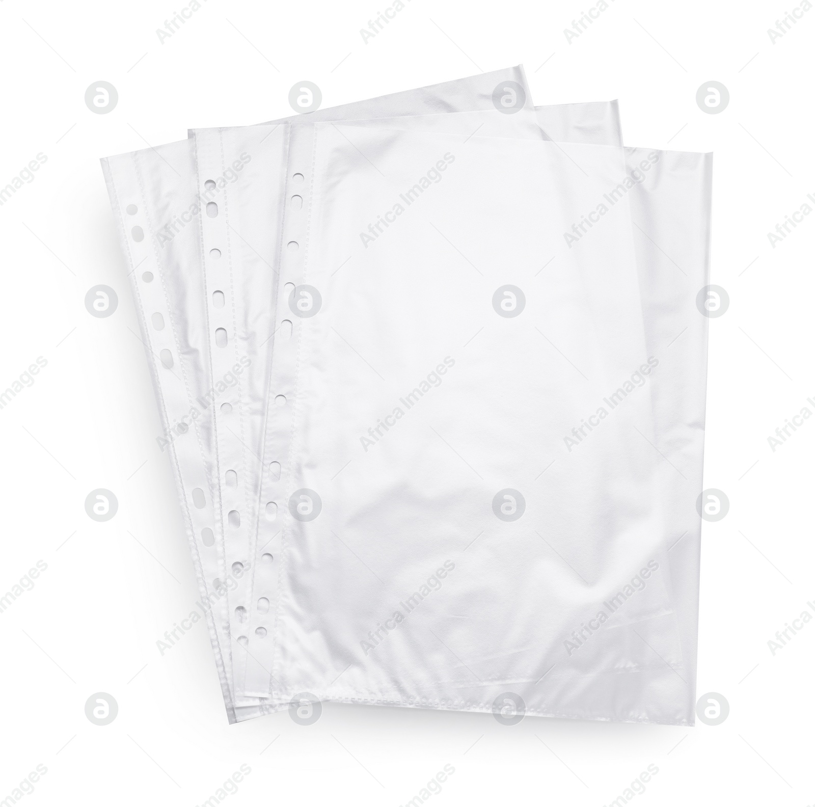 Photo of Empty punched pockets on grey background, top view