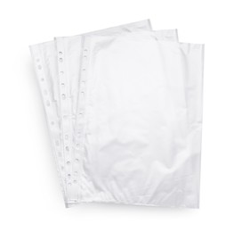 Photo of Empty punched pockets on grey background, top view