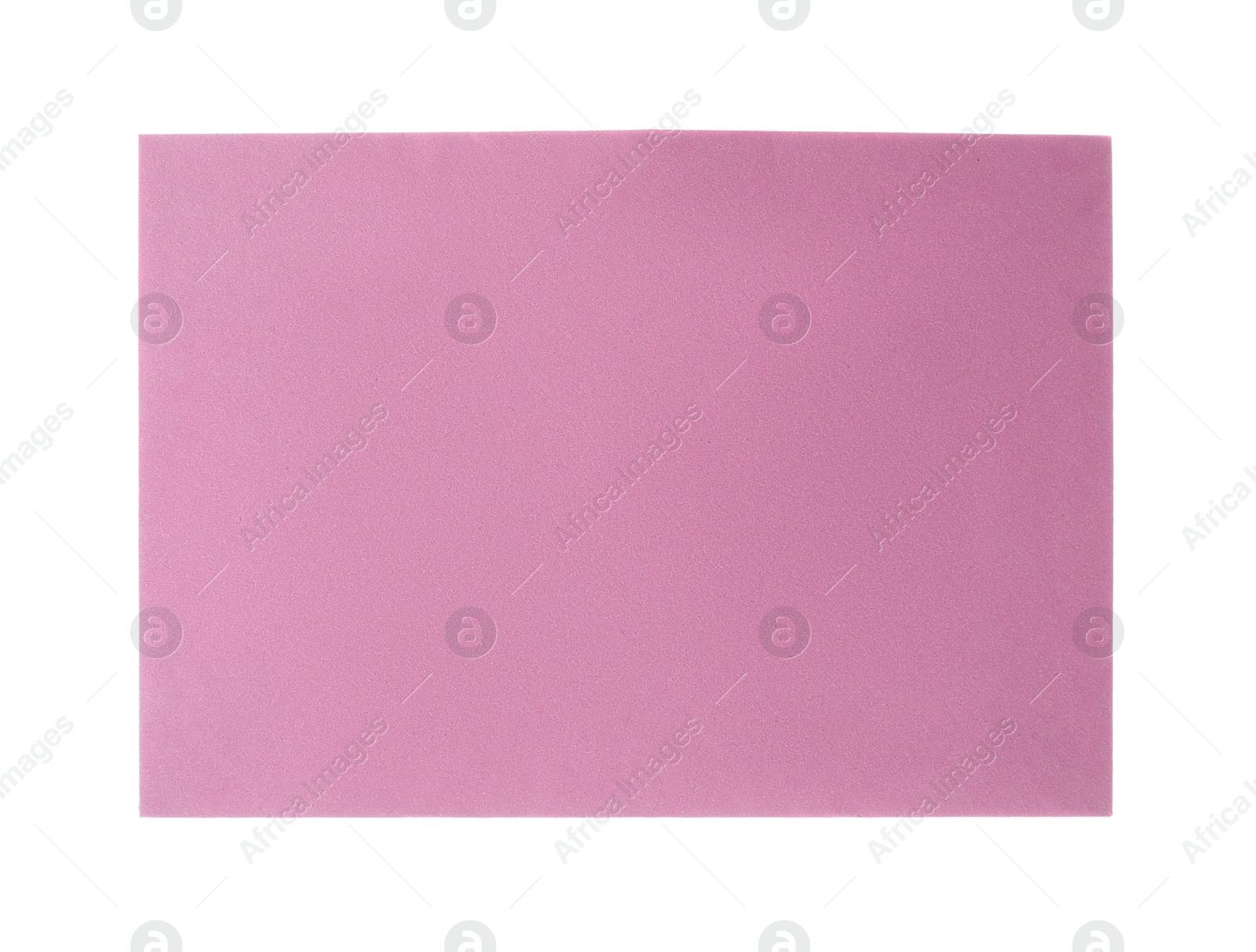 Photo of Pink paper envelope isolated on white. Mail service