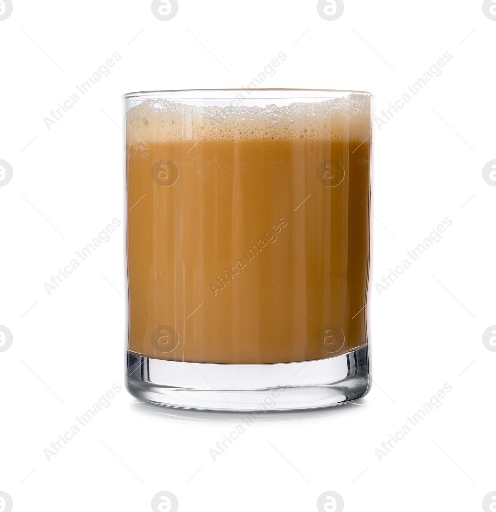 Photo of Tasty coffee in glass isolated on white