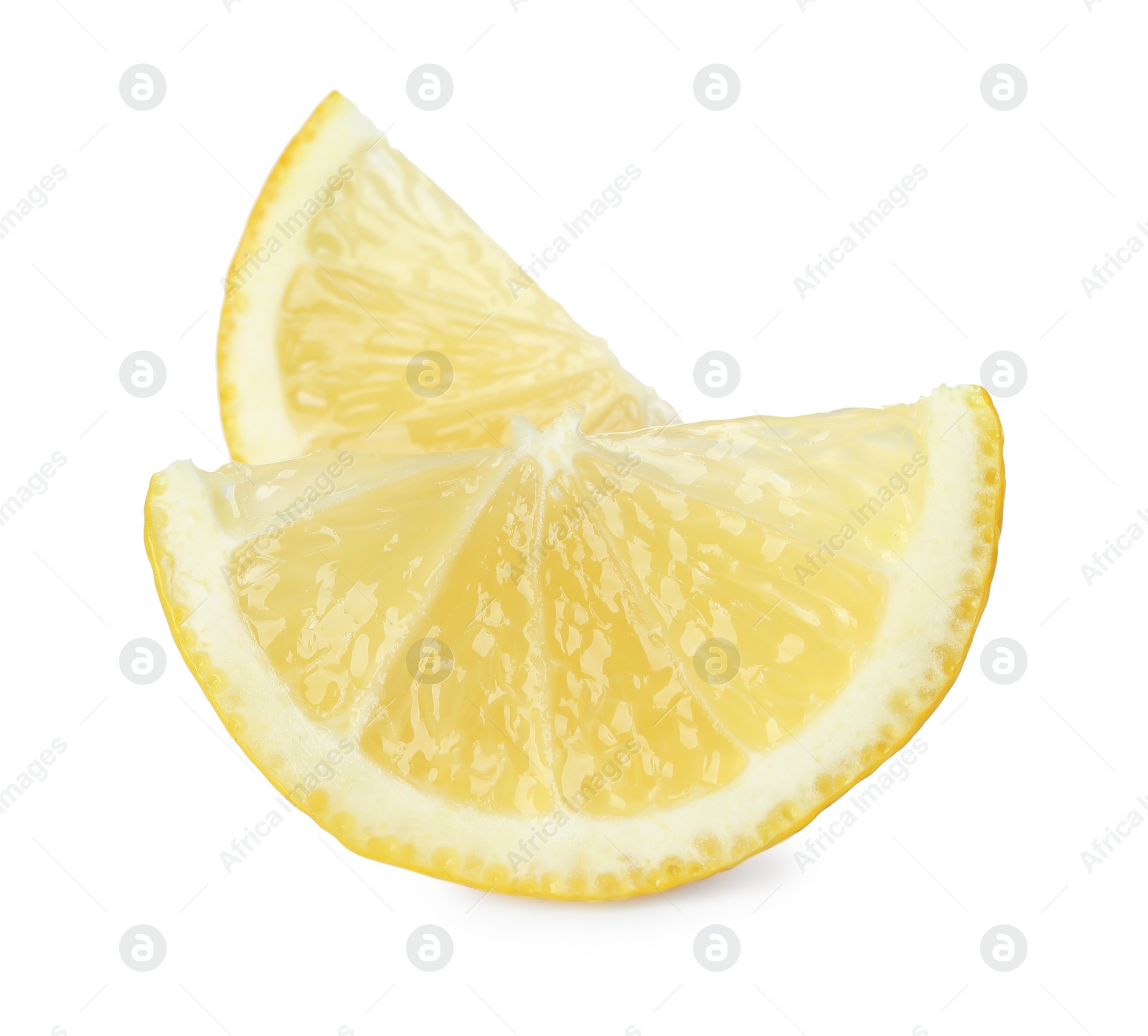 Photo of Pieces of fresh lemon isolated on white