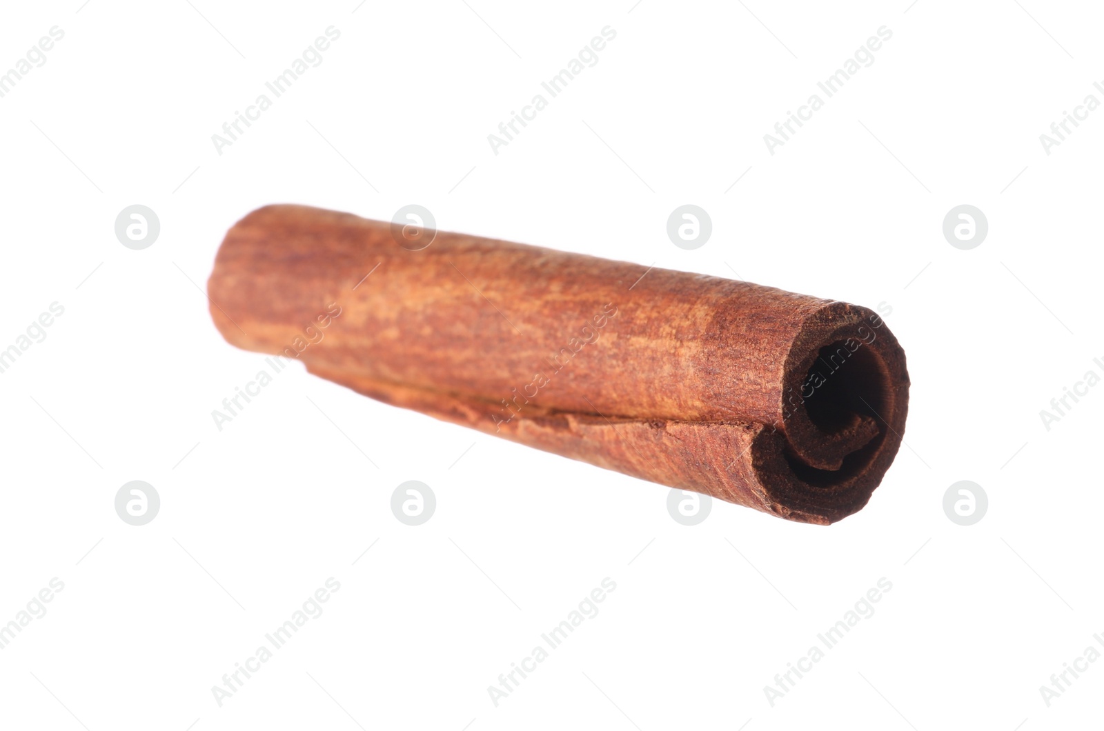 Photo of One aromatic cinnamon stick isolated on white