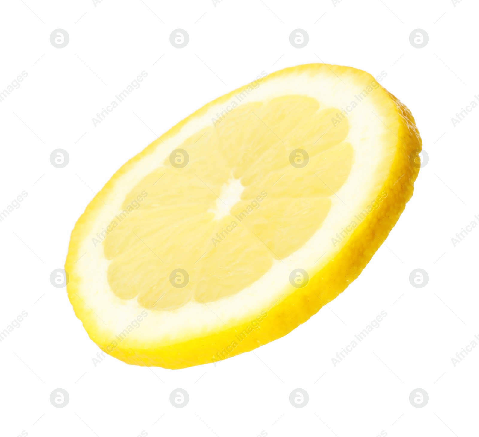 Photo of Cut fresh juicy lemon on white background