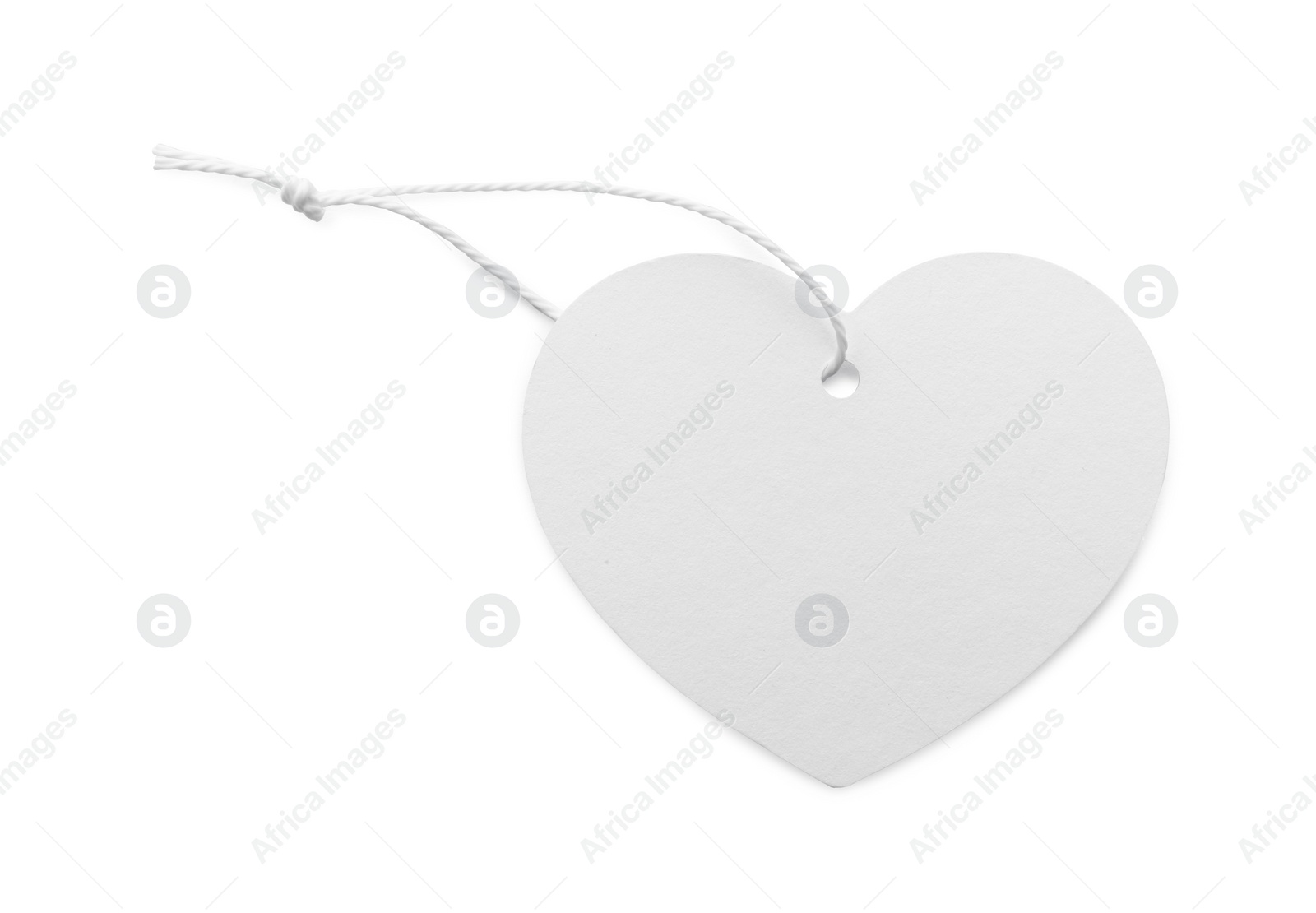Photo of Heart shaped tag with space for text isolated on white, top view